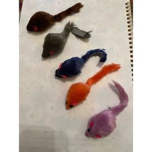 Set of Five Mice Cat Toys with Velcro tails